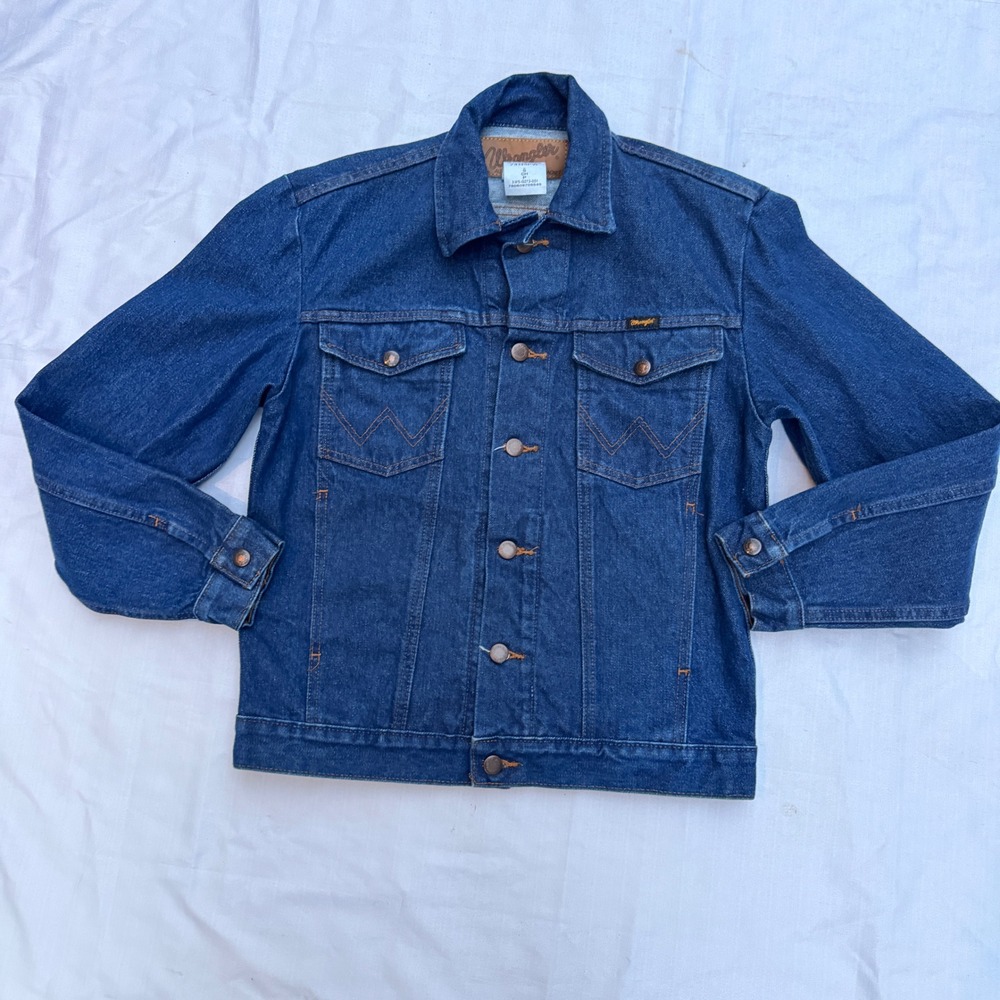 Wrangler Denim Trucker Jacket Small Blue Mens Western Cowboy 74145PW Regular Fit